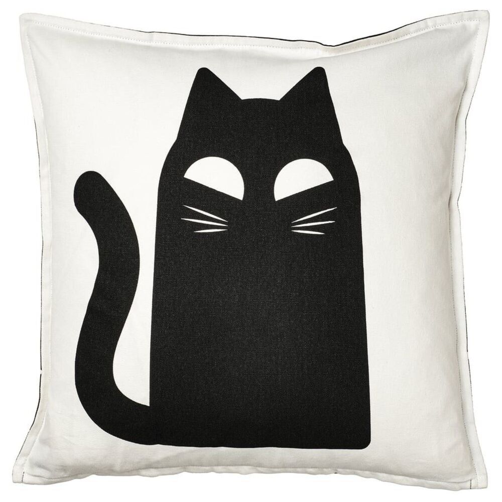 Ikea Cushion Cover Cats 20x20" Black White NEW 2025 Cotton Cat Fast Ship Pounce!